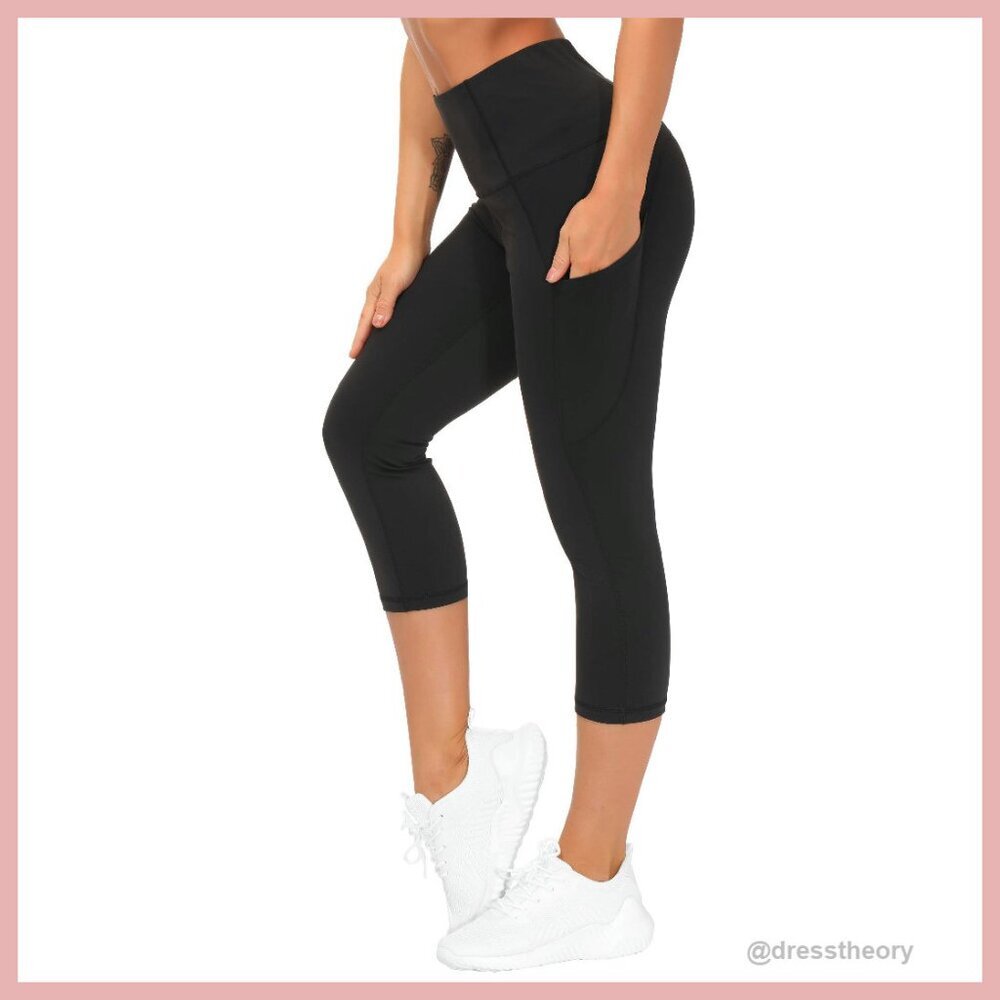 Thick High Waist Yoga Pants with Pockets Tummy Control Workout Leggings